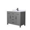 Beckett 42 Inch Single Bathroom Vanity In Dark Gray, White Cultured Marble Countertop, Undermount Square Sink, Matte Black Trim