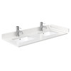 Beckett 48 Inch Double Bathroom Vanity In White, Carrara Cultured Marble Countertop, Undermount Square Sinks, Brushed Nickel Trim