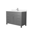 Beckett 48 Inch Single Bathroom Vanity In Dark Gray, Carrara Cultured Marble Countertop, Undermount Square Sink, Brushed Nickel Trim