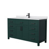 Beckett 60 Inch Single Bathroom Vanity In Green, White Cultured Marble Countertop, Undermount Square Sink, Matte Black Trim