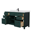 Beckett 60 Inch Single Bathroom Vanity In Green, White Cultured Marble Countertop, Undermount Square Sink, Matte Black Trim