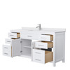 Beckett 66 Inch Single Bathroom Vanity In White, White Cultured Marble Countertop, Undermount Square Sink, No Mirror