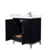 Marlena 30 Inch Single Bathroom Vanity In Black, Carrara Cultured Marble Countertop, Undermount Square Sink, Brushed Nickel Trim