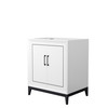 Marlena 30 Inch Single Bathroom Vanity In White, No Countertop, No Sink, Matte Black Trim