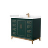 Marlena 42 Inch Single Bathroom Vanity In Green, Carrara Cultured Marble Countertop, Undermount Square Sink, Satin Bronze Trim
