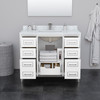 Marlena 42 Inch Single Bathroom Vanity In White, No Countertop, No Sink, Matte Black Trim