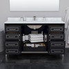 Marlena 60 Inch Single Bathroom Vanity In Black, White Cultured Marble Countertop, Undermount Square Sink, Brushed Nickel Trim