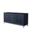 Marlena 72 Inch Double Bathroom Vanity In Dark Blue, No Countertop, No Sink, Brushed Nickel Trim