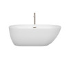 Melissa 60 Inch Freestanding Bathtub In White With Floor Mounted Faucet, Drain And Overflow Trim In Brushed Nickel
