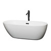 Melissa 65 Inch Freestanding Bathtub In White With Floor Mounted Faucet, Drain And Overflow Trim In Matte Black