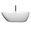 Melissa 65 Inch Freestanding Bathtub In White With Polished Chrome Trim And Floor Mounted Faucet In Matte Black