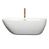 Melissa 65 Inch Freestanding Bathtub In White With Polished Chrome Trim And Floor Mounted Faucet In Brushed Gold