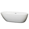 Melissa 71 Inch Freestanding Bathtub In White With Polished Chrome Drain And Overflow Trim