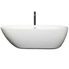 Melissa 71 Inch Freestanding Bathtub In White With Shiny White Trim And Floor Mounted Faucet In Matte Black