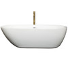 Melissa 71 Inch Freestanding Bathtub In White With Shiny White Trim And Floor Mounted Faucet In Brushed Gold