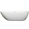 Melissa 71 Inch Freestanding Bathtub In White With Shiny White Drain And Overflow Trim