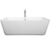 Emily 69 Inch Freestanding Bathtub In White With Floor Mounted Faucet, Drain And Overflow Trim In Polished Chrome