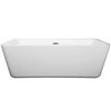 Emily 69 Inch Freestanding Bathtub In White With Brushed Nickel Drain And Overflow Trim
