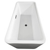 Emily 69 Inch Freestanding Bathtub In White With Floor Mounted Faucet, Drain And Overflow Trim In Matte Black