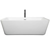 Emily 69 Inch Freestanding Bathtub In White With Polished Chrome Trim And Floor Mounted Faucet In Matte Black