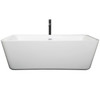 Emily 69 Inch Freestanding Bathtub In White With Shiny White Trim And Floor Mounted Faucet In Matte Black
