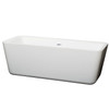Emily 69 Inch Freestanding Bathtub In White With Shiny White Drain And Overflow Trim