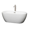 Soho 60 Inch Freestanding Bathtub In White With Floor Mounted Faucet, Drain And Overflow Trim In Brushed Nickel