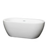 Soho 60 Inch Freestanding Bathtub In White With Shiny White Drain And Overflow Trim