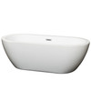 Soho 68 Inch Freestanding Bathtub In White With Polished Chrome Drain And Overflow Trim