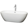 Soho 68 Inch Freestanding Bathtub In White With Floor Mounted Faucet, Drain And Overflow Trim In Polished Chrome