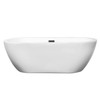 Soho 68 Inch Freestanding Bathtub In White With Matte Black Drain And Overflow Trim