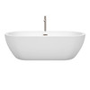 Soho 72 Inch Freestanding Bathtub In White With Floor Mounted Faucet, Drain And Overflow Trim In Brushed Nickel