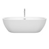Soho 72 Inch Freestanding Bathtub In White With Floor Mounted Faucet, Drain And Overflow Trim In Polished Chrome