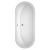 Soho 72 Inch Freestanding Bathtub In White With Floor Mounted Faucet, Drain And Overflow Trim In Polished Chrome