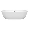 Soho 72 Inch Freestanding Bathtub In White With Matte Black Drain And Overflow Trim