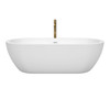 Soho 72 Inch Freestanding Bathtub In White With Shiny White Trim And Floor Mounted Faucet In Brushed Gold