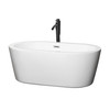 Mermaid 60 Inch Freestanding Bathtub In White With Polished Chrome Trim And Floor Mounted Faucet In Matte Black