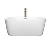 Mermaid 60 Inch Freestanding Bathtub In White With Polished Chrome Trim And Floor Mounted Faucet In Brushed Gold