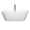 Mermaid 67 Inch Freestanding Bathtub In White With Floor Mounted Faucet, Drain And Overflow Trim In Matte Black
