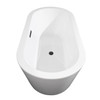 Mermaid 67 Inch Freestanding Bathtub In White With Floor Mounted Faucet, Drain And Overflow Trim In Matte Black
