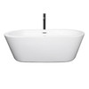 Mermaid 67 Inch Freestanding Bathtub In White With Polished Chrome Trim And Floor Mounted Faucet In Matte Black