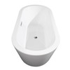 Mermaid 67 Inch Freestanding Bathtub In White With Polished Chrome Trim And Floor Mounted Faucet In Matte Black