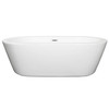 Mermaid 71 Inch Freestanding Bathtub In White With Polished Chrome Drain And Overflow Trim