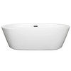 Mermaid 71 Inch Freestanding Bathtub In White With Matte Black Drain And Overflow Trim