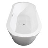 Mermaid 71 Inch Freestanding Bathtub In White With Polished Chrome Trim And Floor Mounted Faucet In Matte Black