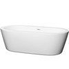 Mermaid 71 Inch Freestanding Bathtub In White With Shiny White Drain And Overflow Trim