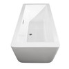 Laura 59 Inch Freestanding Bathtub In White With Floor Mounted Faucet, Drain And Overflow Trim In Polished Chrome