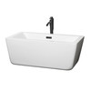 Laura 59 Inch Freestanding Bathtub In White With Floor Mounted Faucet, Drain And Overflow Trim In Matte Black