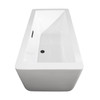 Laura 59 Inch Freestanding Bathtub In White With Floor Mounted Faucet, Drain And Overflow Trim In Matte Black