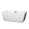 Laura 59 Inch Freestanding Bathtub In White With Matte Black Drain And Overflow Trim